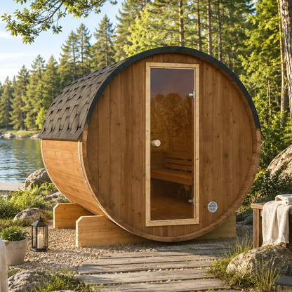 Sauna ogrodowa beczka EDA 160 z fińskiego świerku dla 3-4 osób