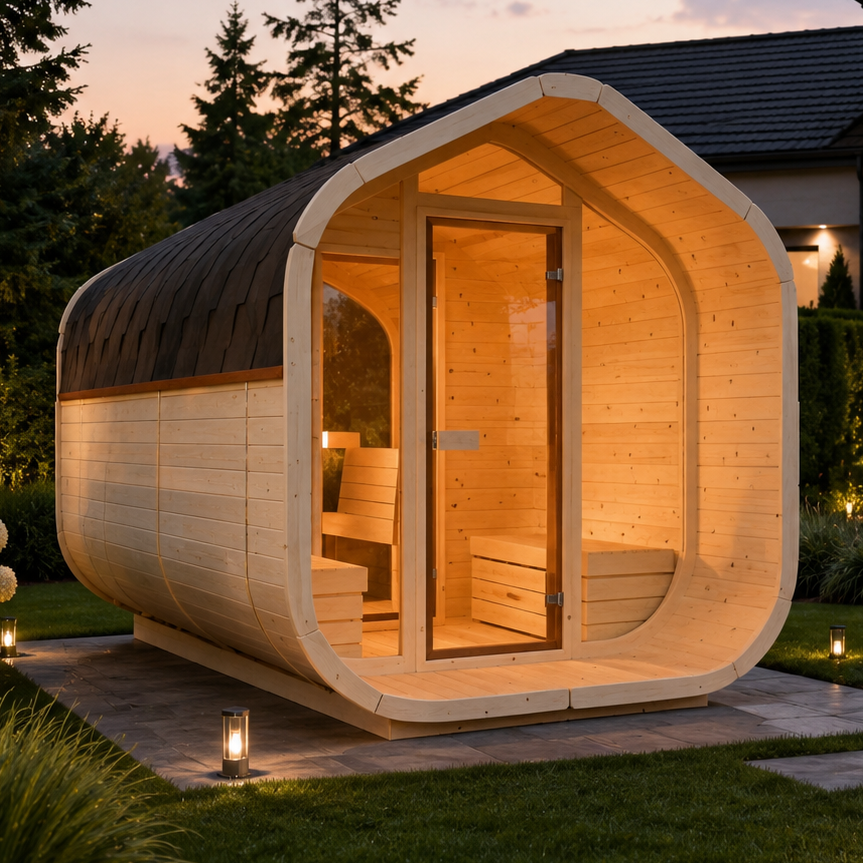 Sauna ogrodowa HIPP 400, domek z fińskiego świerku dla 4-6 osób