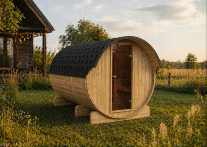 Sauna zewnętrzna ogrodowa beczka EDA 330 dla 6-8 osób