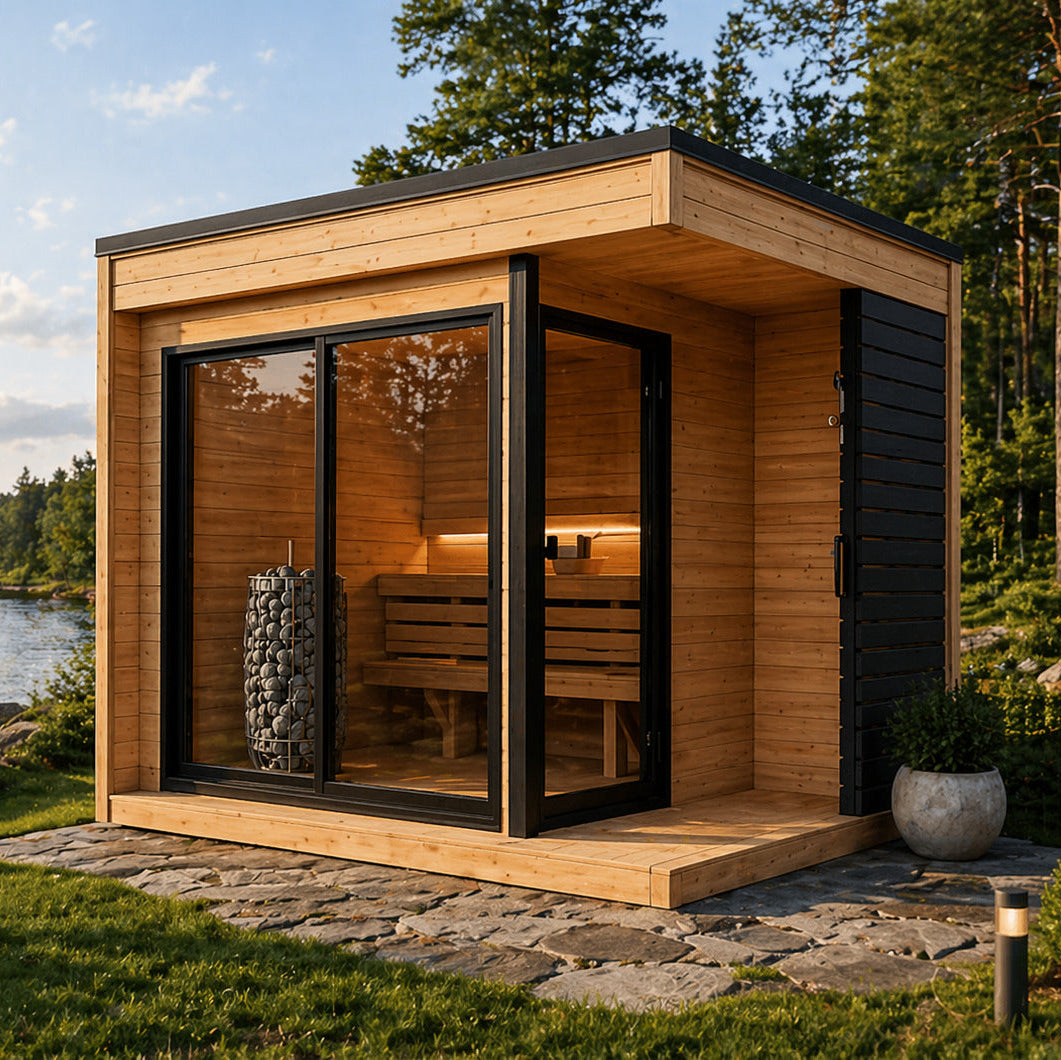 Sauna zewnętrzna ogrodowa z prysznicem R-APPO dla 2-4 osób