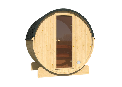 Sauna zewnętrzna ogrodowa beczka AURA 130 z piecem – zestaw dla 3–4 osób