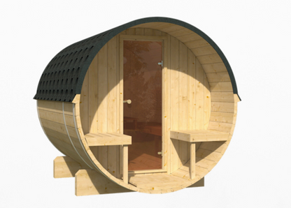 Sauna zewnętrzna ogrodowa beczka EDA 250 dla 6-8 osób