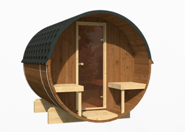 Sauna zewnętrzna ogrodowa beczka EDA 250 dla 6-8 osób