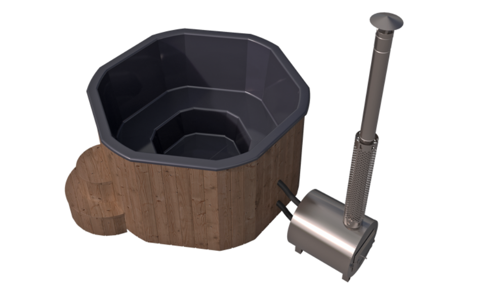 Wanna HEXAGON 180 z piecem i hydromasażem – sześciokątne SPA dla 6 osób