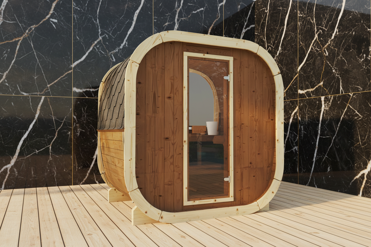 ICON 160 garden sauna for home wellness, suitable for UK gardens, holiday lodges, glamping sites and private spa areas