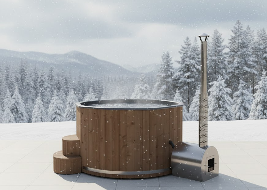 Wanna HEXAGON 180 z piecem i hydromasażem – sześciokątne SPA dla 6 osób