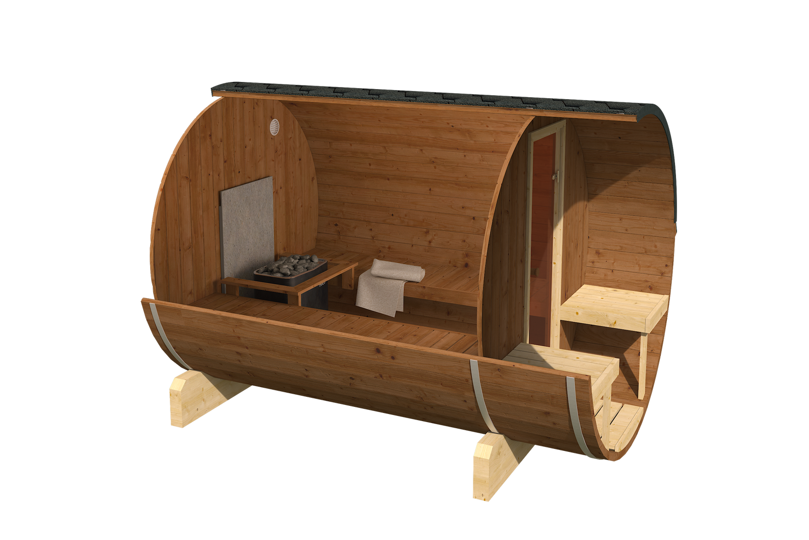 Sauna zewnętrzna ogrodowa beczka EDA 280 dla 6-8 osób