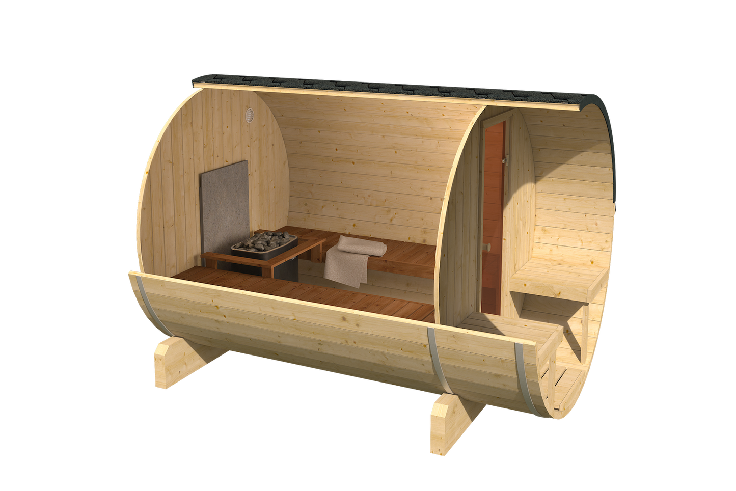 Sauna zewnętrzna ogrodowa beczka EDA 280 dla 6-8 osób