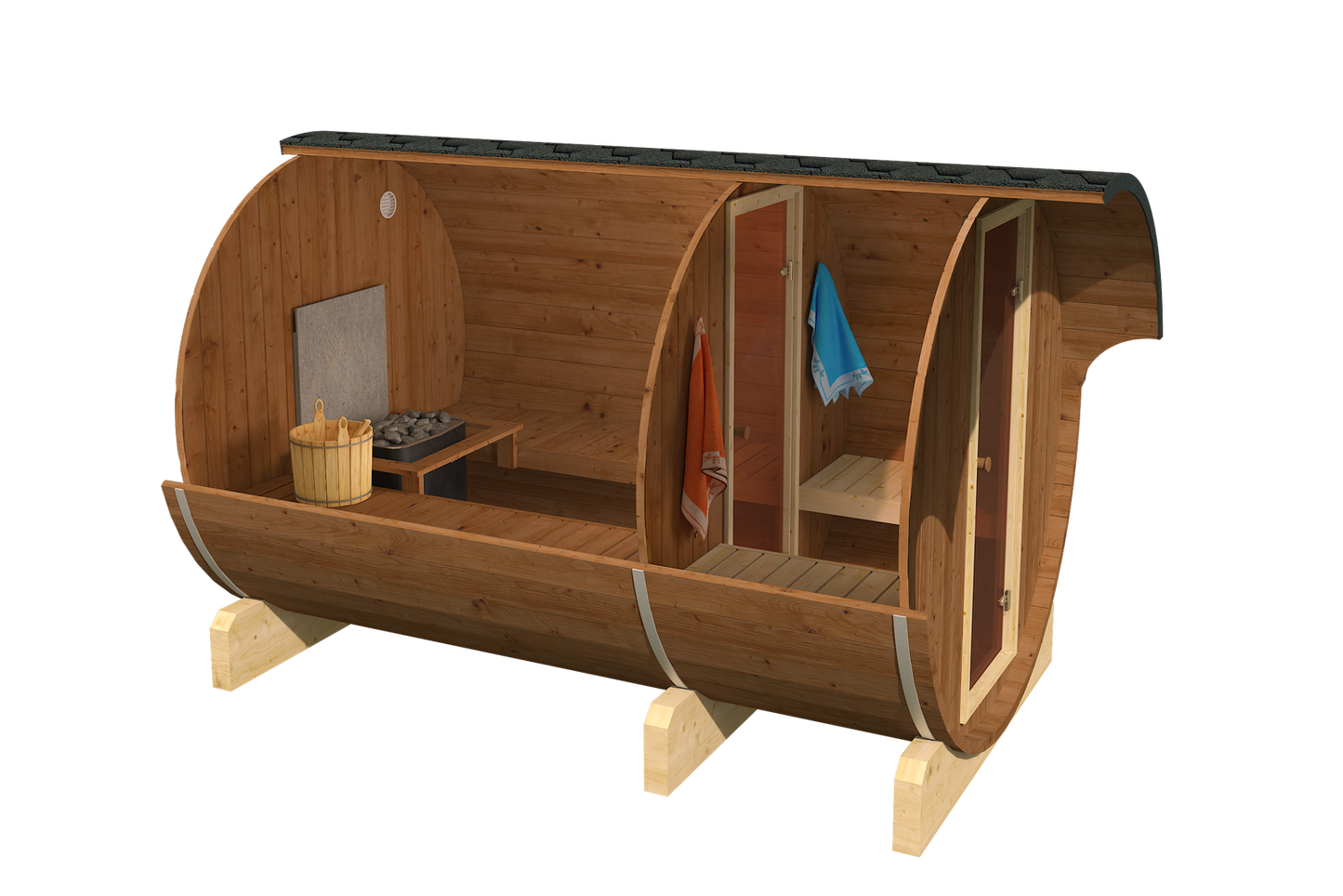 Sauna zewnętrzna ogrodowa beczka EDA 330 dla 6-8 osób