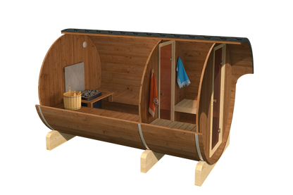 Sauna zewnętrzna ogrodowa beczka EDA 330 dla 6-8 osób