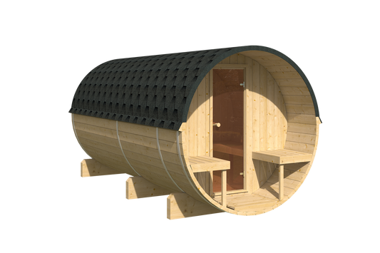 Sauna zewnętrzna ogrodowa beczka EDA 400 dla 6-8 osób