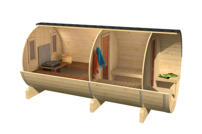 Sauna zewnętrzna ogrodowa beczka EDA 400 dla 6-8 osób
