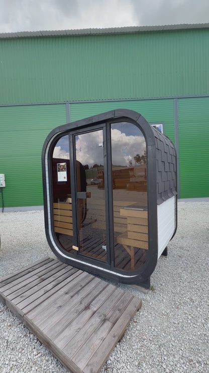 Garden sauna for 4 people with a glazed front R-ILLY