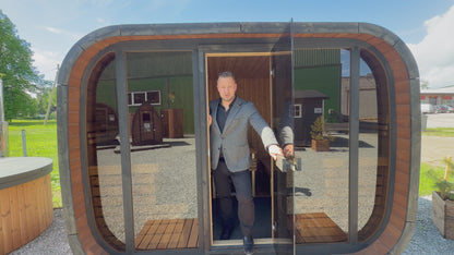 Sauna ogrodowa S-KLAR W1 dla 6-8 osób z panoramicznym przeszkleniem