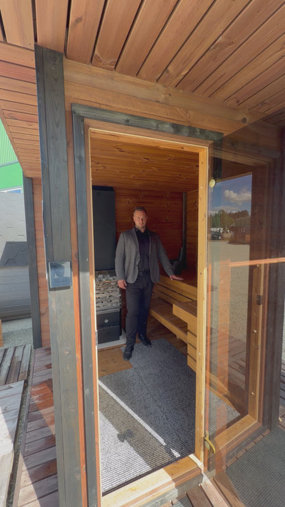 Outdoor garden sauna with shower R-APPO for 4-6 people