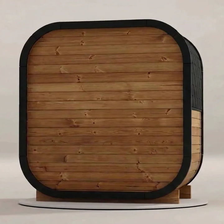 Gartensauna R-ILLY von der Seite — 42 mm finnisches Thermoholz