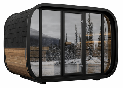 Sauna ogrodowa S-KLAR W1 dla 6-8 osób z panoramicznym przeszkleniem