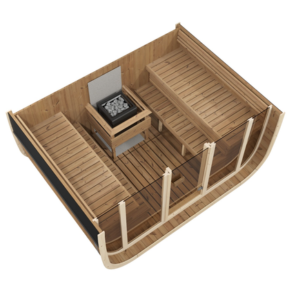 Sauna ogrodowa S-KLAR W1 dla 6-8 osób z panoramicznym przeszkleniem